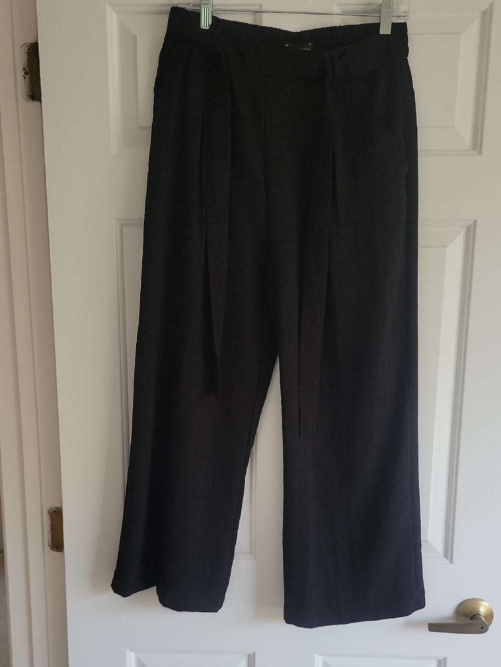 Jules & Leopold Black Elastic Waistband Wide Leg Cropped Pants, Size M